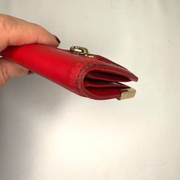 Vintage Cole Haan Red Leather Bi-Fold Wallet Women's 1990s Gold Hardware - Picture 11 of 11